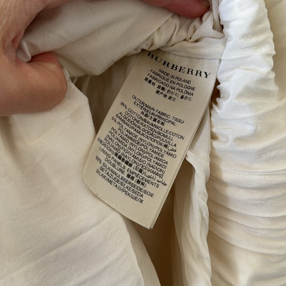 Burberry Ivory Lace Wedding Guest Dress Silk Cotton Size 4 w Pockets - Picture 10 of 10